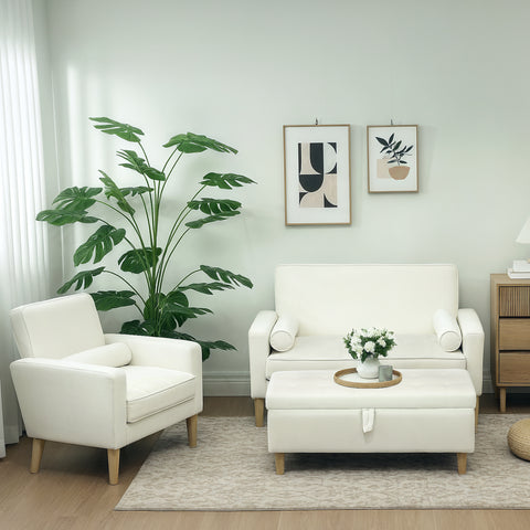 Banco de Arrumação Baú Estofado em Veludo com Pés de Madeira Capacidade 71L para Quarto Entrada ou Sala 100x50x43 cm Creme