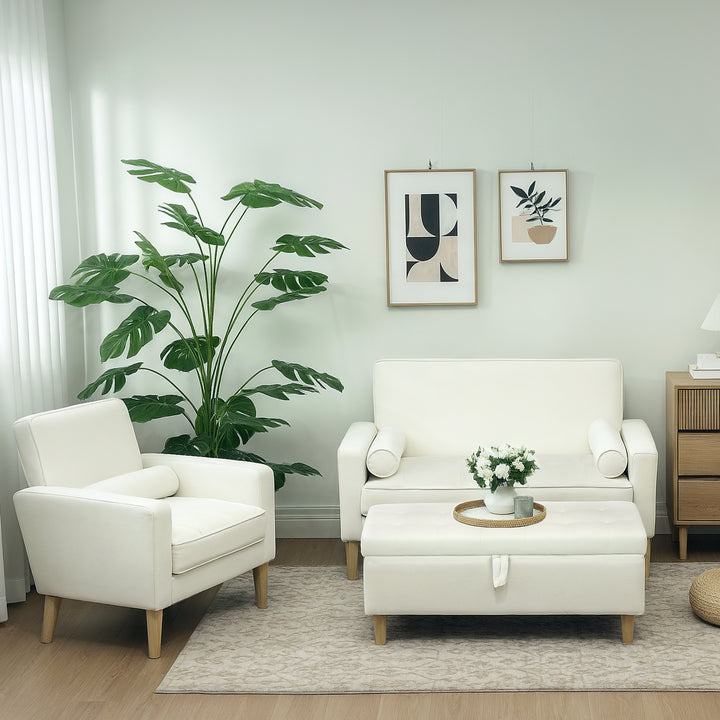 Banco de Arrumação Baú Estofado em Veludo com Pés de Madeira Capacidade 71L para Quarto Entrada ou Sala 100x50x43 cm Creme