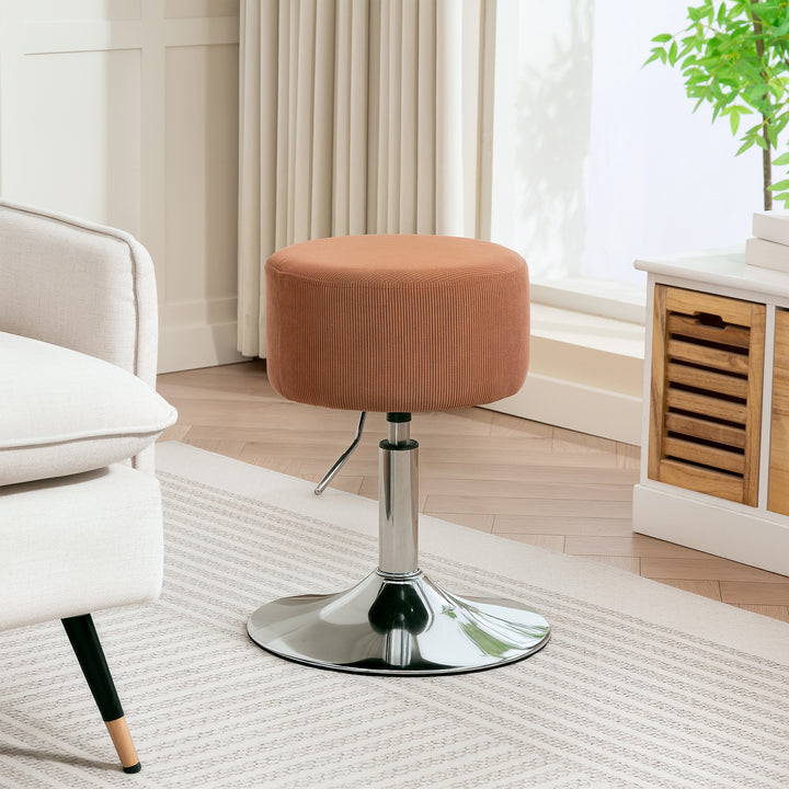 Banco de Bar Giratório Banco Alta de Cozinha Ajustável em Altura 52-66 cm Estofado em Veludo Giratória a 360° para Sala de Jantar Tocador Balcão Marrom