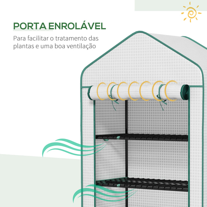 Estufa de Jardim de 5 Prateleiras Estufa Resistente com 1 Porta com Fecho de Correr Anti-UV Desenho Alargado e Prateleiras para Cultivo de Plantas em Terraço Pátio 90x49x193 cm Branco