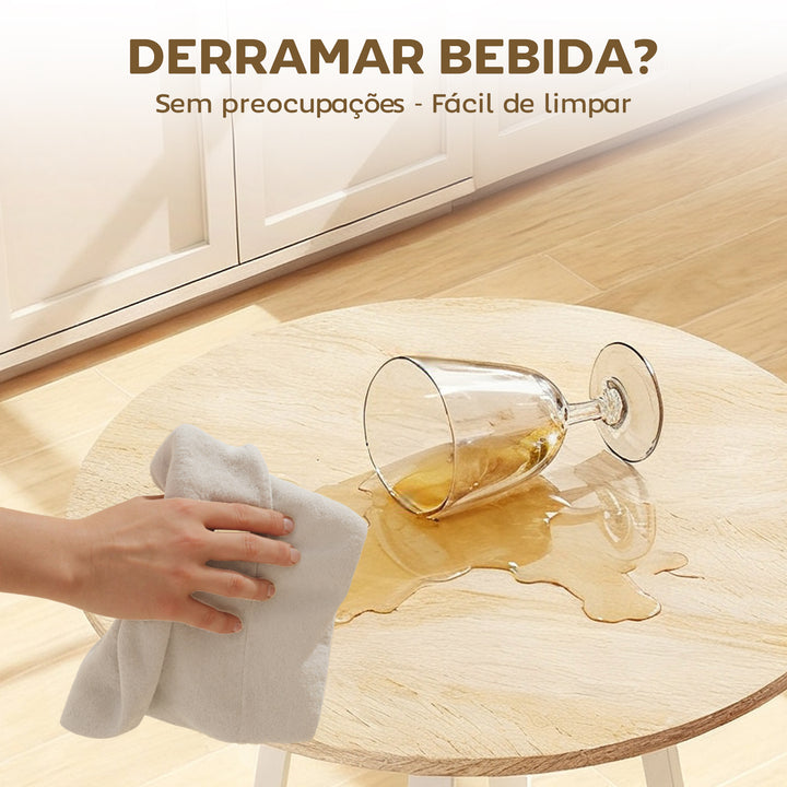 Mesa Alta de Cozinha Redonda com Prateleira de Armazenamento Mesa Alta de Bar Moderna para 2 Pessoas com Estrutura de Metal 55x55x95 cm Madeira e Branco