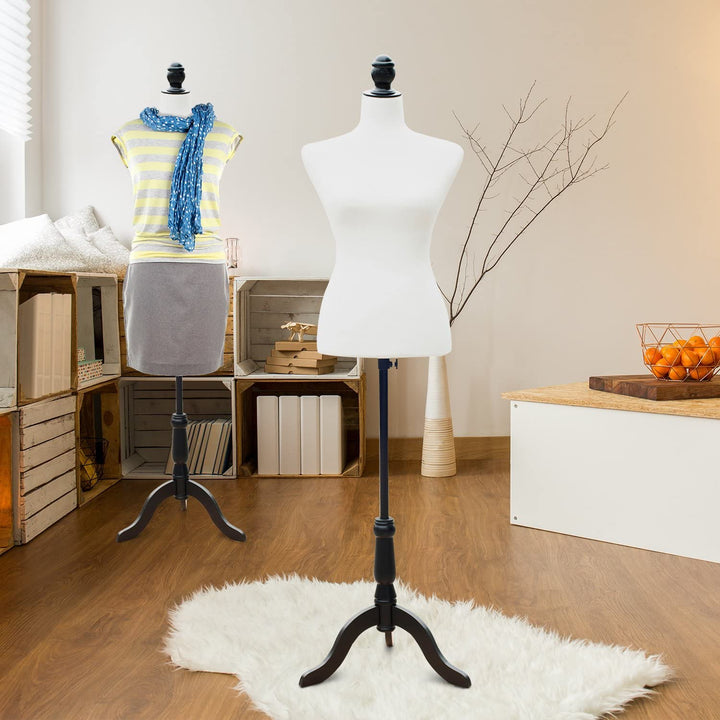 Manequim Feminino de Costura Busto de Senhora para Modistas Exibição Altura Ajustável a 130-168cm Branco