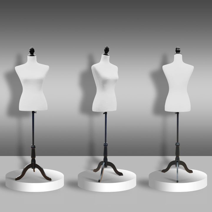Manequim Feminino de Costura Busto de Senhora para Modistas Exibição Altura Ajustável a 130-168cm Branco
