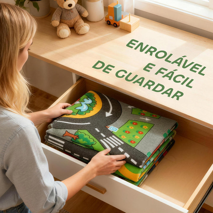 Tapete Infantil Estrada de Cidade 200x150 cm Tapete Educativo Antiderrapante para Bebés para Sala e Quarto Textura Suave Multicor