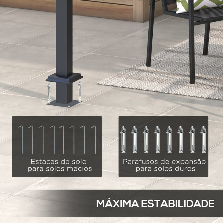 Pérgola 3x4 Pérgola de Jardim com Teto Retrátil de Poliéster e 12 Orifícios de Drenagem Pérgola para Pátio Varanda Exterior Branco