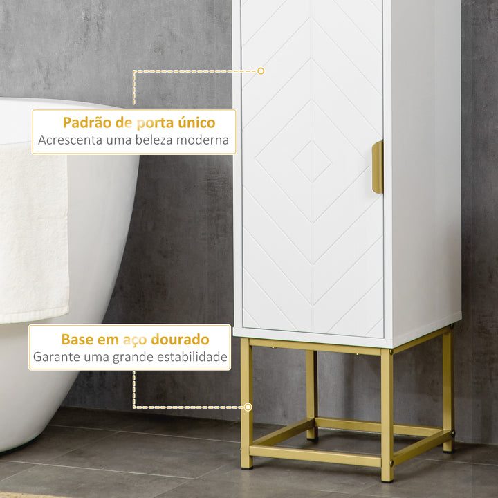 Coluna Casa de Banho Móvel Auxiliar Casa de Banho Armário Casa de Banho com 2 Portas Compartimento e Prateleiras Ajustáveis Anti-Tombo Estilo Moderno 30x30x170,7 cm Branco