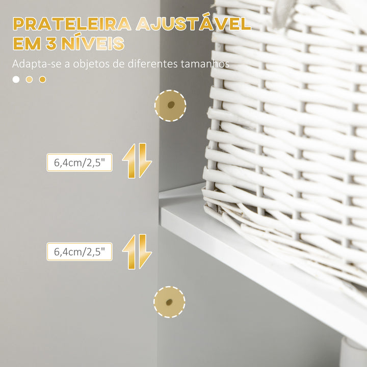 Coluna Casa de Banho Móvel Auxiliar Casa de Banho Armário Casa de Banho com 2 Portas Compartimento e Prateleiras Ajustáveis Anti-Tombo Estilo Moderno 30x30x170,7 cm Branco