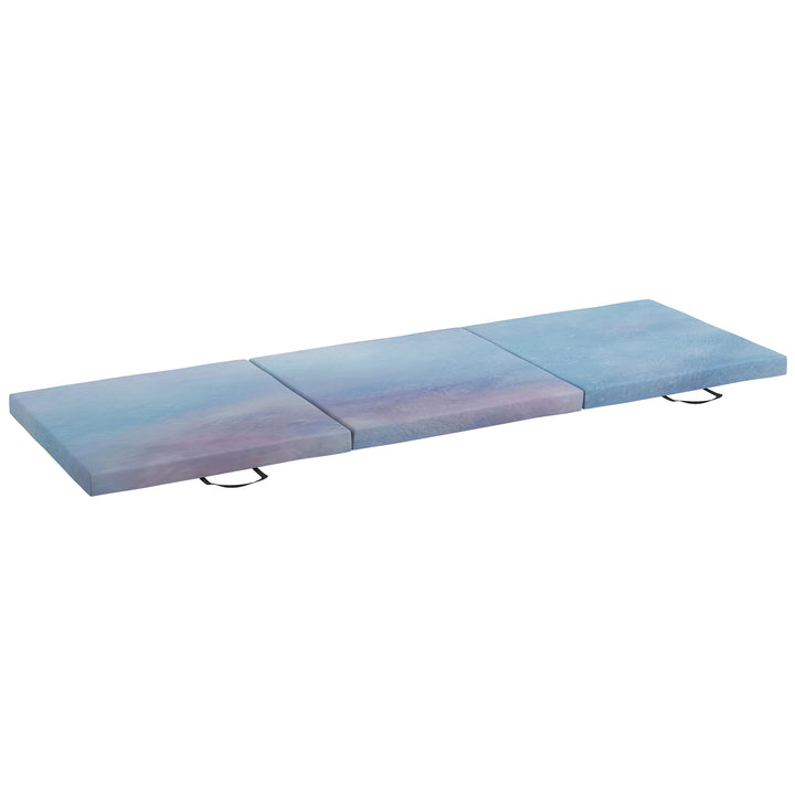 Tapete de Ginástica Dobrável com Espessura de 5 cm Tapete de Exercício 180x60x5 cm com Alças de Transporte Tapete para Yoga Aeróbica Artes Marciais Azul Degradê