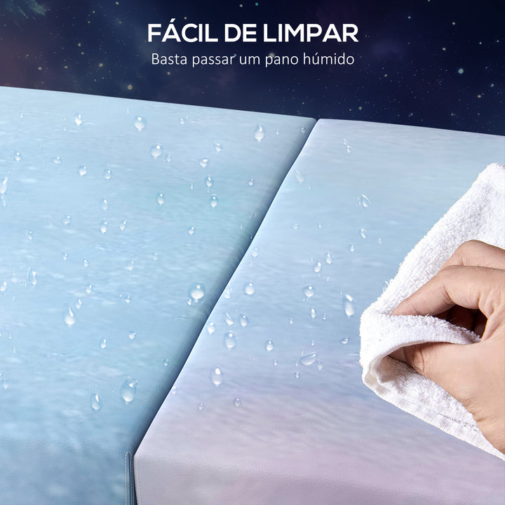 Tapete de Ginástica Dobrável com Espessura de 5 cm Tapete de Exercício 180x60x5 cm com Alças de Transporte Tapete para Yoga Aeróbica Artes Marciais Azul Degradê