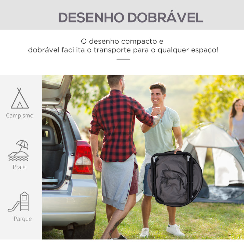 Cadeira de Lua Cadeira Redonda de Lua com Assento de Tecido Oxford e Pés de Metal Carga Máxima 120 kg para Campismo Praia Varanda Pátio 80x80x75 cm Cinza