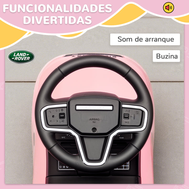 Carro Andador Infantil com Licença de Land Rover Carro Andador para Crianças de 18-36 Meses com Armazenamento Volante Buzina Sons de Motor 65,5x28x42 cm Rosa
