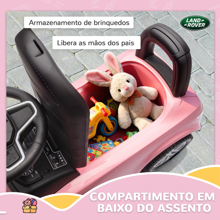 Carro Andador Infantil com Licença de Land Rover Carro Andador para Crianças de 18-36 Meses com Armazenamento Volante Buzina Sons de Motor 65,5x28x42 cm Rosa