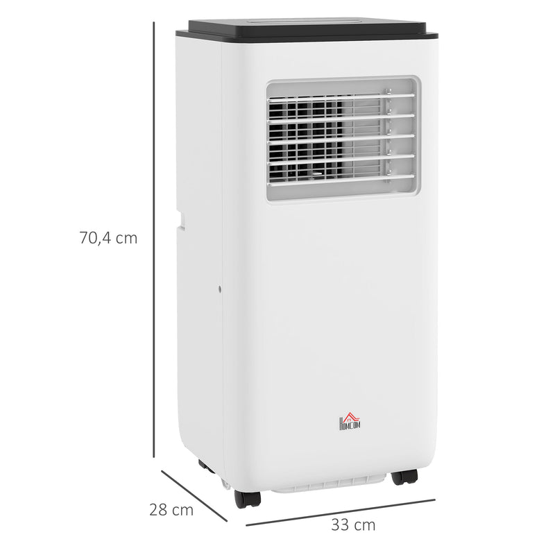 Ar Condicionado Portátil 10000 BTU 2900W Arrefecedor Ventilador Desumidificador 5 em 1 com Controlo Remoto Ligado/Desligado Temporizador 24h para Quarto 22m² 33x28x70,4 cm Branco