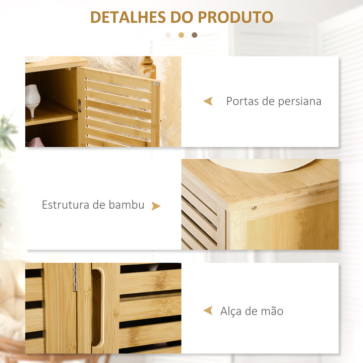 Sapateira de Entrada Armário Sapateira com 3 Portas de Persiana Prateleiras Ajustáveis para 16 Pares de Sapatos para Corredor Entrada 100x35x80 cm Natural