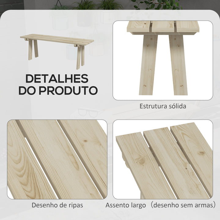 Banco de Madeira Banco de Jardim de 2 Lugares Capacidade 220 kg Banco de Exterior para Pátio Terraço Piscina 130x38x45 cm Natural