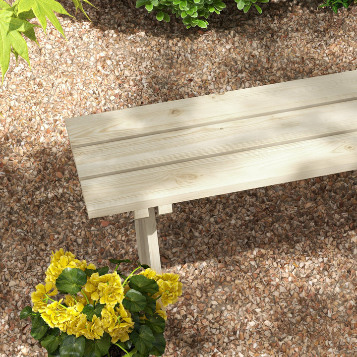 Banco de Madeira Banco de Jardim de 2 Lugares Capacidade 220 kg Banco de Exterior para Pátio Terraço Piscina 130x38x45 cm Natural