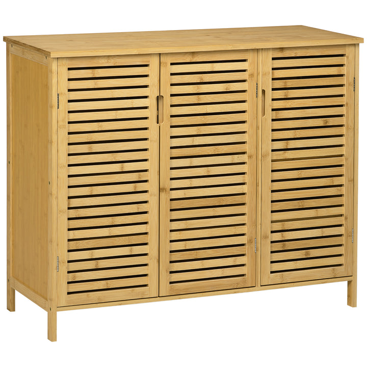 Sapateira de Entrada Armário Sapateira com 3 Portas de Persiana Prateleiras Ajustáveis para 16 Pares de Sapatos para Corredor Entrada 100x35x80 cm Natural