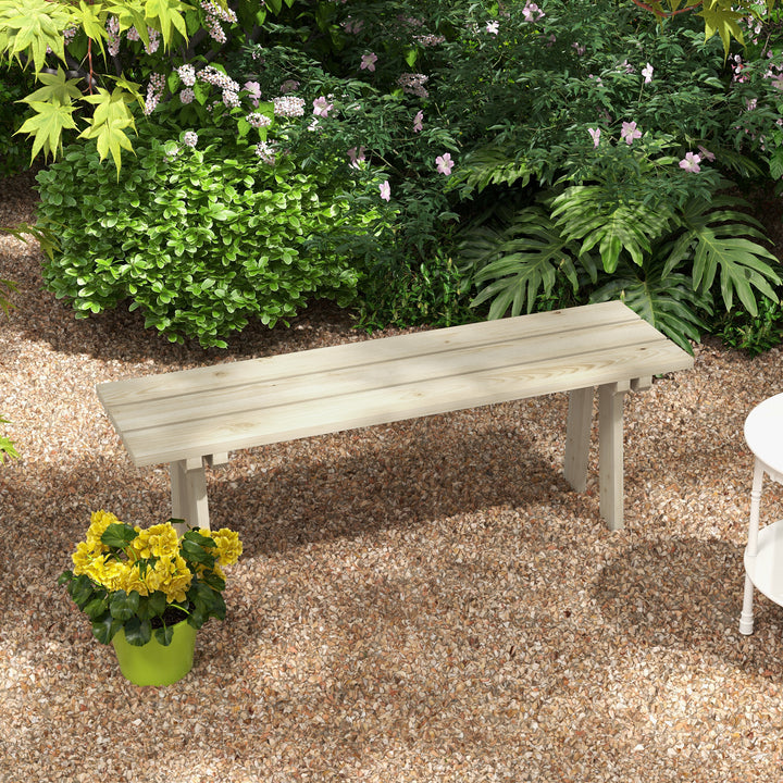 Banco de Madeira Banco de Jardim de 2 Lugares Capacidade 220 kg Banco de Exterior para Pátio Terraço Piscina 130x38x45 cm Natural