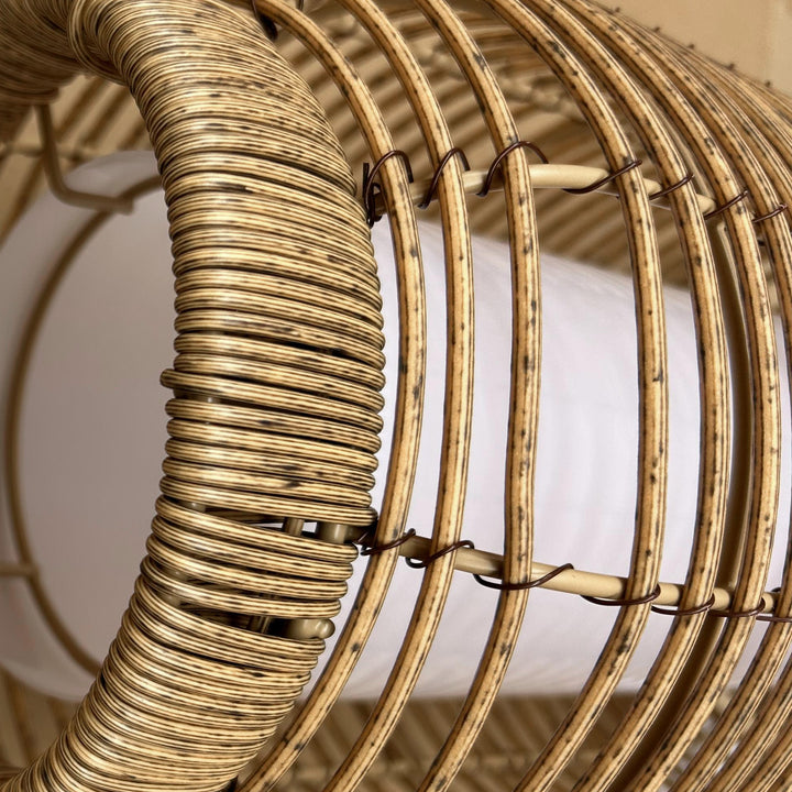 Lanterna Decorativa de Vime Lanterna Solar de Exterior com Painel Solar Luzes LED Ligar e Desligar Automático para Jardim Exterior Ø18x37 cm Preto e Areia