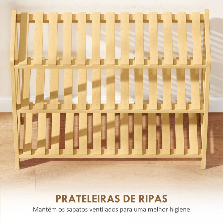 Sapateira de Madeira Estante para Sapatos de 3 Níveis para até 9 Pares de Sapatos para Entrada Corredor Dormitório 70x26x57,5cm Madeira