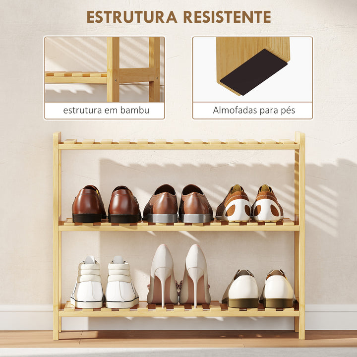 Sapateira de Madeira Estante para Sapatos de 3 Níveis para até 9 Pares de Sapatos para Entrada Corredor Dormitório 70x26x57,5cm Madeira