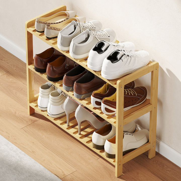 Sapateira de Madeira Estante para Sapatos de 3 Níveis para até 9 Pares de Sapatos para Entrada Corredor Dormitório 70x26x57,5cm Madeira