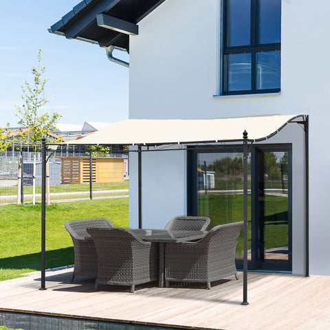 Pérgola para Jardim 297x297x250cm de Parede Curva Aço e Poliéster Creme