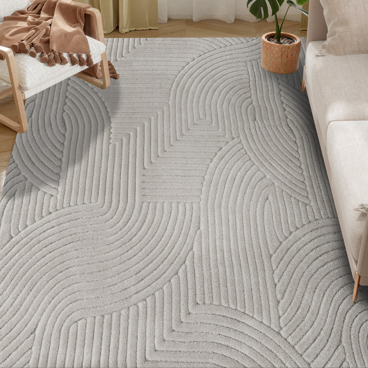 Tapete Sala de Estar 160x230 cm Tapete Pelo Curto Estilo Moderno Base Antiderrapante Tecida à Máquina Tapete para Sala de Estar Quarto Sala de Jantar Cinzento