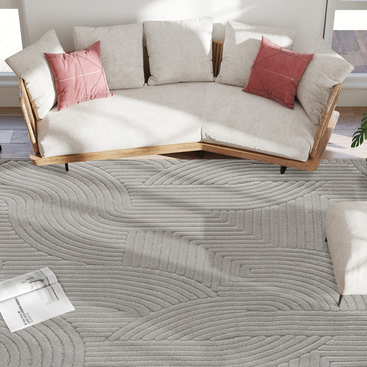 Tapete Sala de Estar 160x230 cm Tapete Pelo Curto Estilo Moderno Base Antiderrapante Tecida à Máquina Tapete para Sala de Estar Quarto Sala de Jantar Cinzento