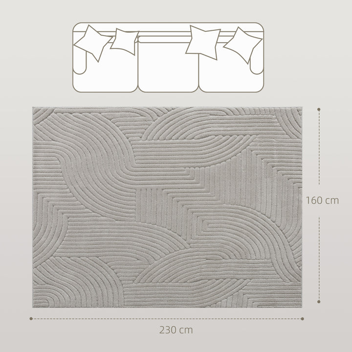 Tapete Sala de Estar 160x230 cm Tapete Pelo Curto Estilo Moderno Base Antiderrapante Tecida à Máquina Tapete para Sala de Estar Quarto Sala de Jantar Cinzento