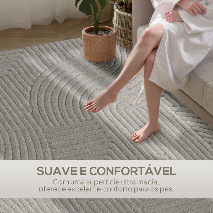 Tapete Sala de Estar 160x230 cm Tapete Pelo Curto Estilo Moderno Base Antiderrapante Tecida à Máquina Tapete para Sala de Estar Quarto Sala de Jantar Cinzento