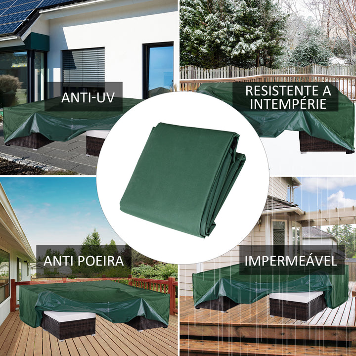 Capa de Proteção para Móveis de Jardim 222x155x67 cm Capa Protetora para Mesa Exterior Impermeável Anti-UV e Anti Poeira para Varanda Pátio Verde Escuro