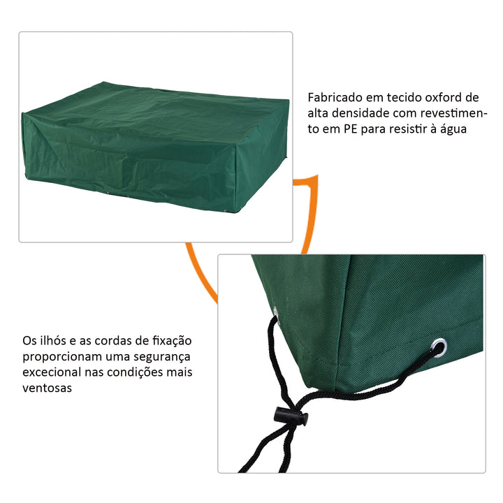 Capa de Proteção para Móveis de Jardim 222x155x67 cm Capa Protetora para Mesa Exterior Impermeável Anti-UV e Anti Poeira para Varanda Pátio Verde Escuro