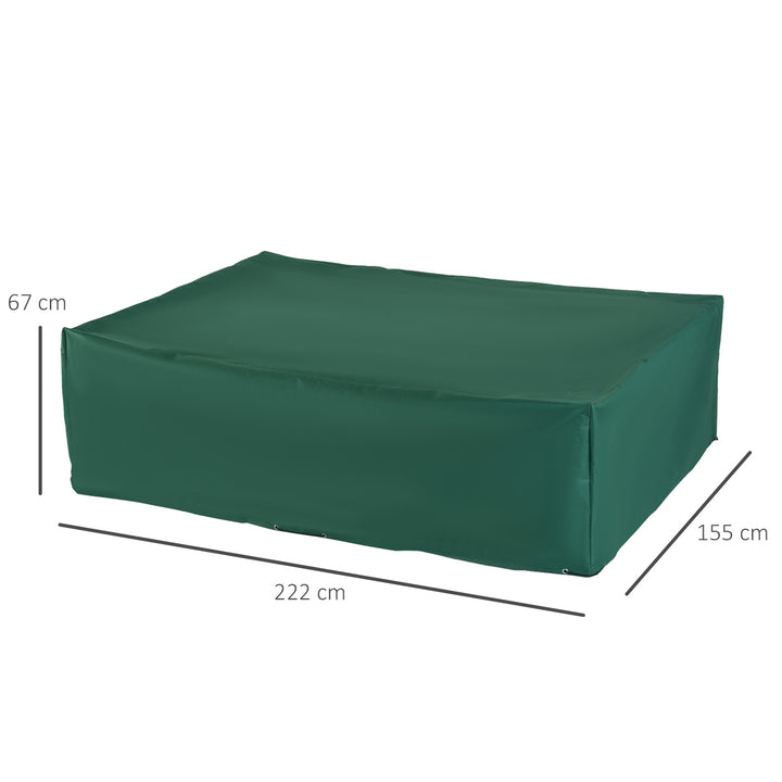 Capa de Proteção para Móveis de Jardim 222x155x67 cm Capa Protetora para Mesa Exterior Impermeável Anti-UV e Anti Poeira para Varanda Pátio Verde Escuro