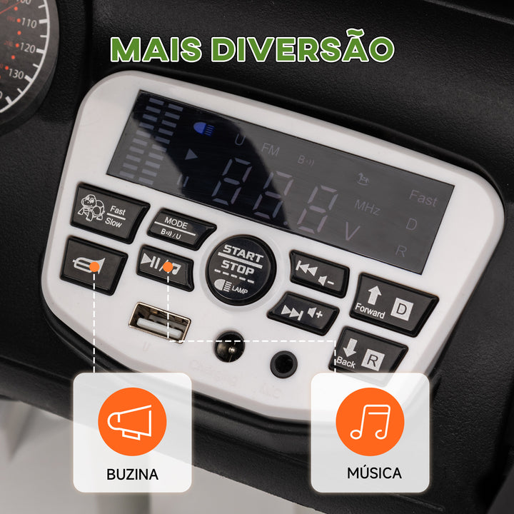 Carro Elétrico para Crianças acima de 3 Anos Carro Elétrico Infantil com Bateria de 12V Controlo Remoto Bluetooth Faróis LED Buzina e Música 100x63x65 cm Verde