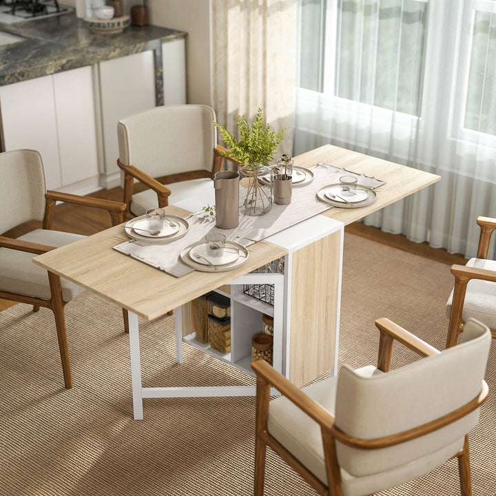 Mesa Dobrável com 4 Prateleiras para sala de Jantar Economiza Espaço 169x62x75 cm Madeira
