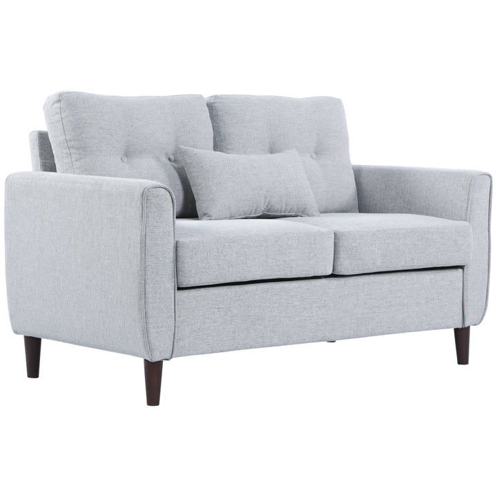Sofá de 2 lugares Poltrona de dois lugares para sala de estar com almofadas e assento acolchoado fronha lavável 140x78x83 cm cinza claro