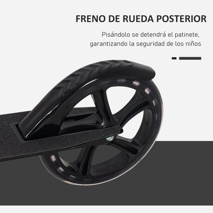 Trotinete dobrável para crianças acima de 5 anos de altura ajustável com freio 88x37x75-100 cm Preto