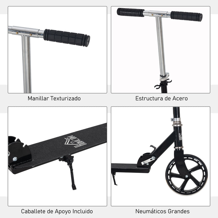 Trotinete dobrável para crianças acima de 5 anos de altura ajustável com freio 88x37x75-100 cm Preto