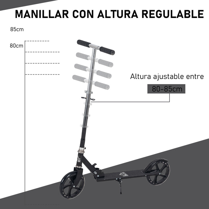 Trotinete dobrável para crianças acima de 5 anos de altura ajustável com freio 88x37x75-100 cm Preto