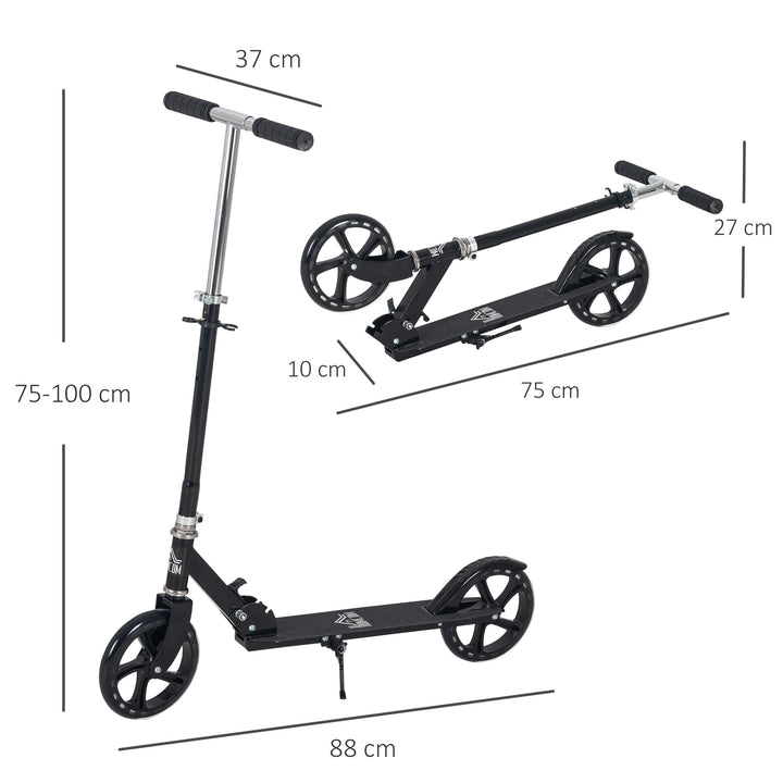 Trotinete dobrável para crianças acima de 5 anos de altura ajustável com freio 88x37x75-100 cm Preto
