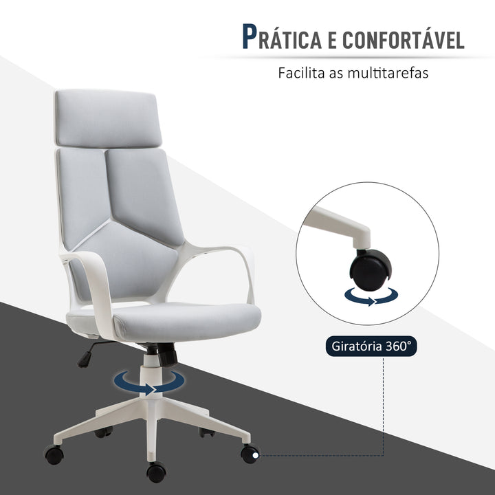 Cadeira de Escritório Giratória, Função de Inclinação, Cadeira de Secretária de Malha com Altura Ajustável Encosto Alto e Apoios de Braço para Estudo Quarto Carga 120 kg, Cinza