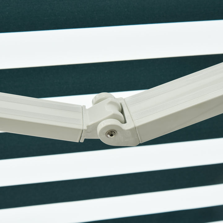 Toldo Manual Dobrável de Alumínio 2,95x2,5m para Exterior com Ângulo Ajustável e Manivela para Pátio Balcão Jardím Terraço Verde e Branco