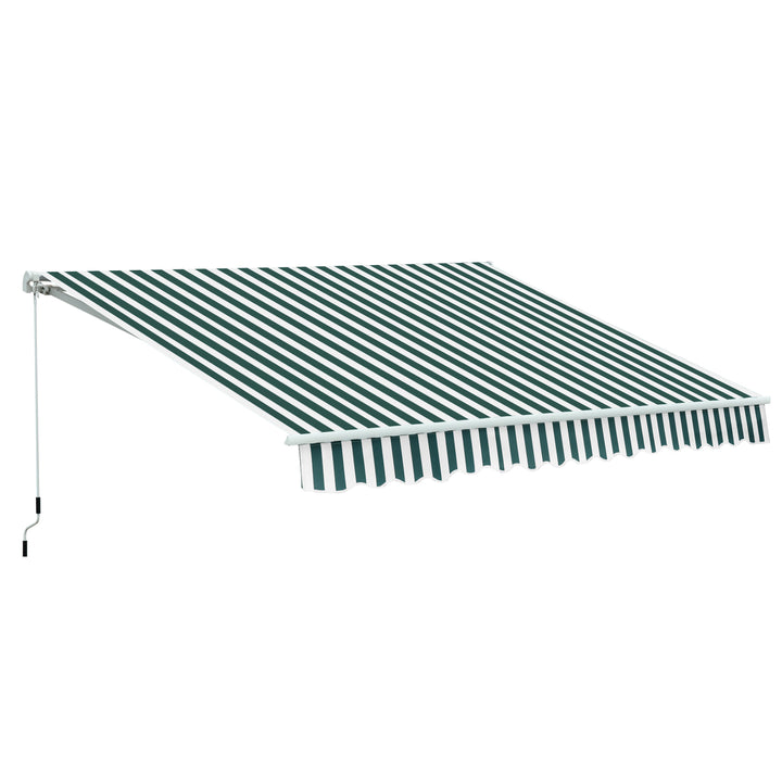 Toldo Manual Dobrável de Alumínio 2,95x2,5m para Exterior com Ângulo Ajustável e Manivela para Pátio Balcão Jardím Terraço Verde e Branco