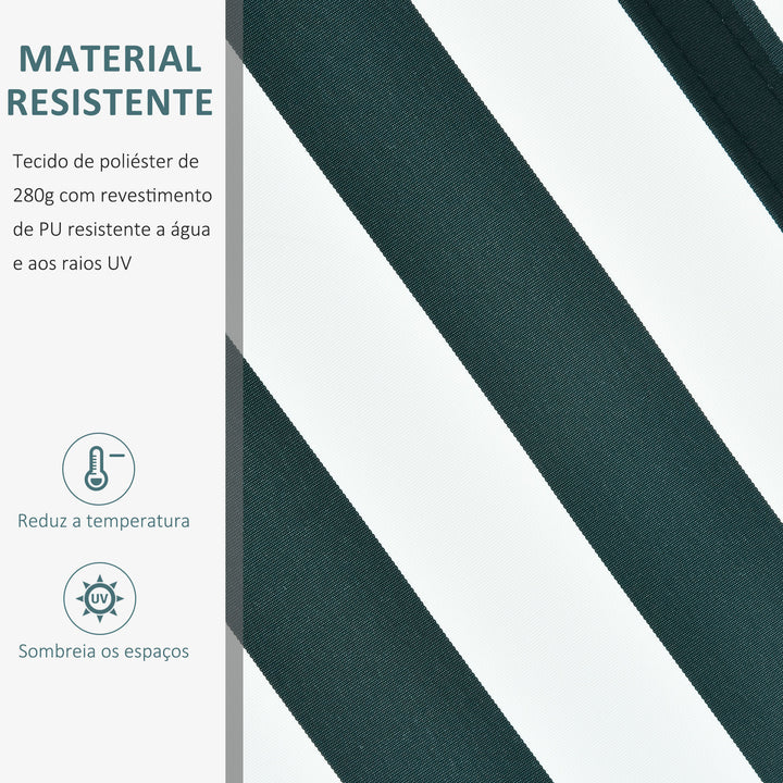 Toldo Manual Dobrável de Alumínio 2,95x2,5m para Exterior com Ângulo Ajustável e Manivela para Pátio Balcão Jardím Terraço Verde e Branco