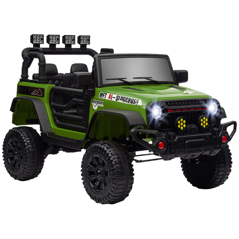 Carro Elétrico para Crianças acima de 3 Anos Carro Elétrico Infantil com Bateria de 12V Controlo Remoto Bluetooth Faróis LED Buzina e Música 100x63x65 cm Verde