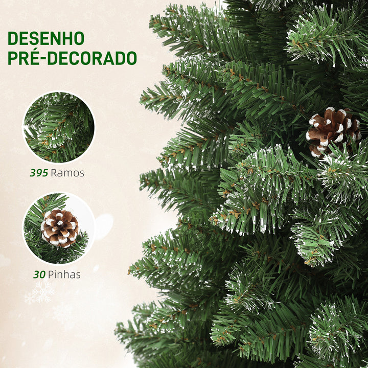 Árvore de Natal 150 cm Árvore de Natal Artificial com 395 Ramos e Suporte de Metal Árvore de Natal para Sala de Estar Interior Verde