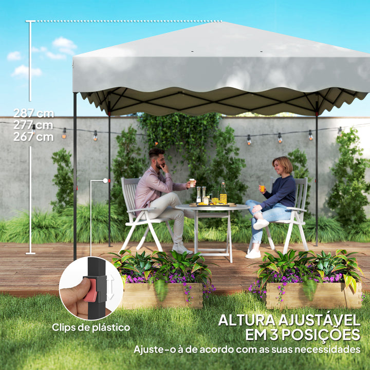 Tenda Dobrável Pop UP Tenda 3x3 m Tenda para Eventos com Proteção UV50+ Altura Ajustável Bolsa de Areia e Bolsa de Transporte com Rodas para Campismo Festas Branco