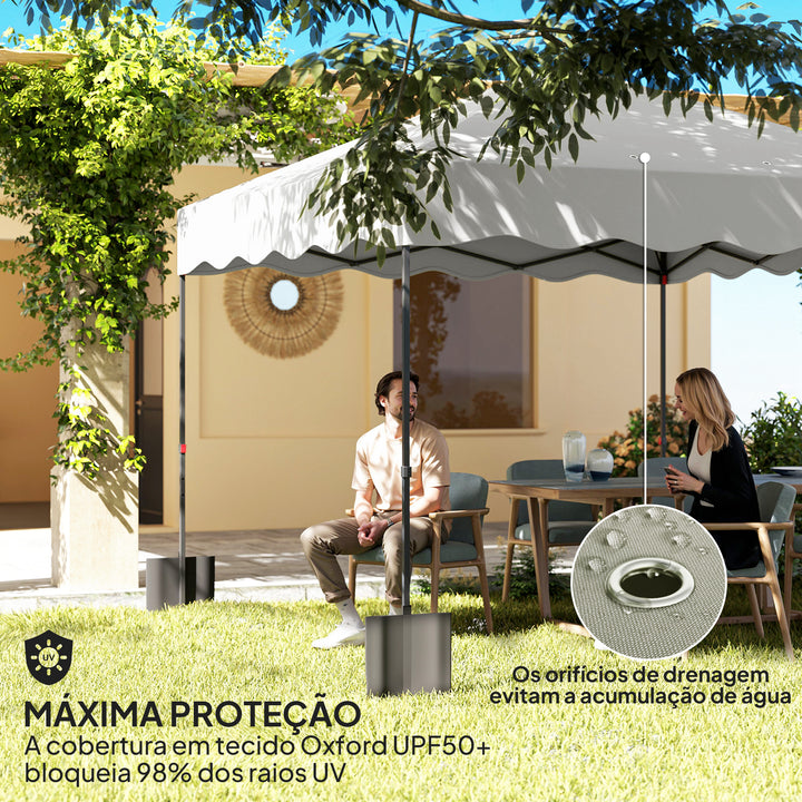 Tenda Dobrável Pop UP Tenda 3x3 m Tenda para Eventos com Proteção UV50+ Altura Ajustável Bolsa de Areia e Bolsa de Transporte com Rodas para Campismo Festas Branco