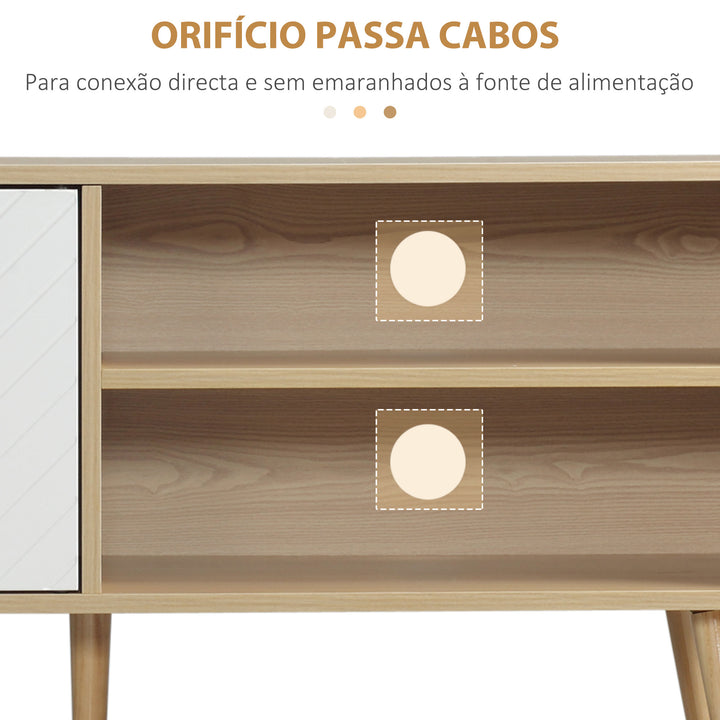 Móvel de TV Moderno Móvel de TV para Sala de Estar com 2 Portas e 2 Prateleiras de Armazenamento para Televisores de até 46" para Dormitório 110x39x48,8cm Madeira e Branco